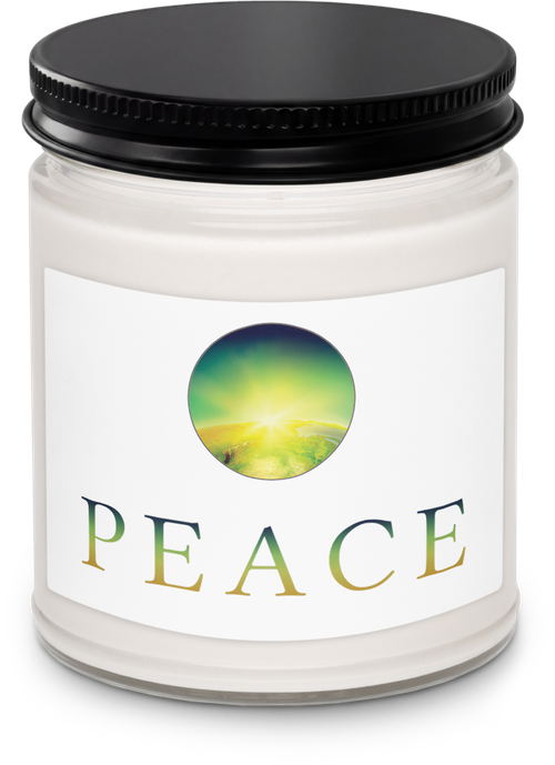 Affirmation Candle, shown with PEACE